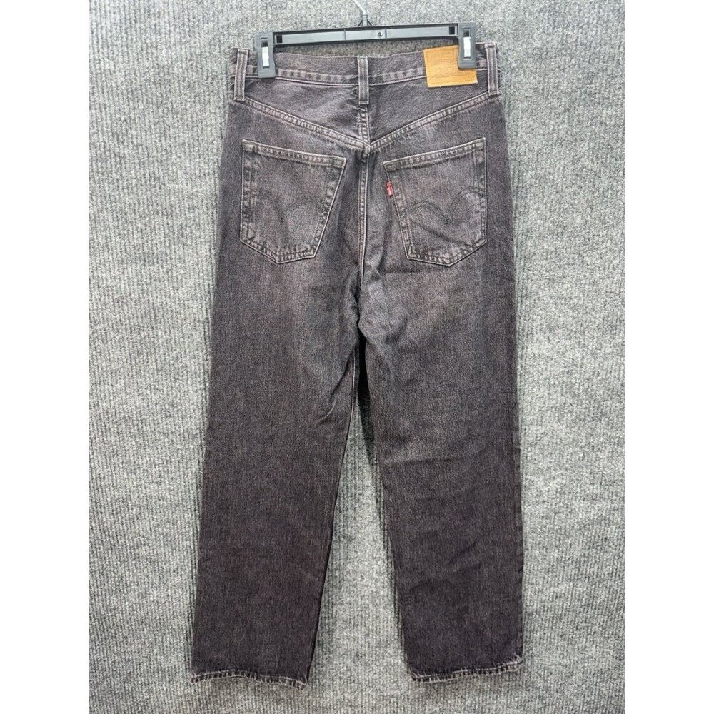 Levis Ribcage Straight Ankle Jeans Womens 28x29 Black Purple Wash Button Fly - Picture 3 of 12